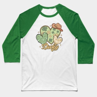 Lucky Western St Patricks Day Heart Shamrock Irish Luck Baseball T-Shirt